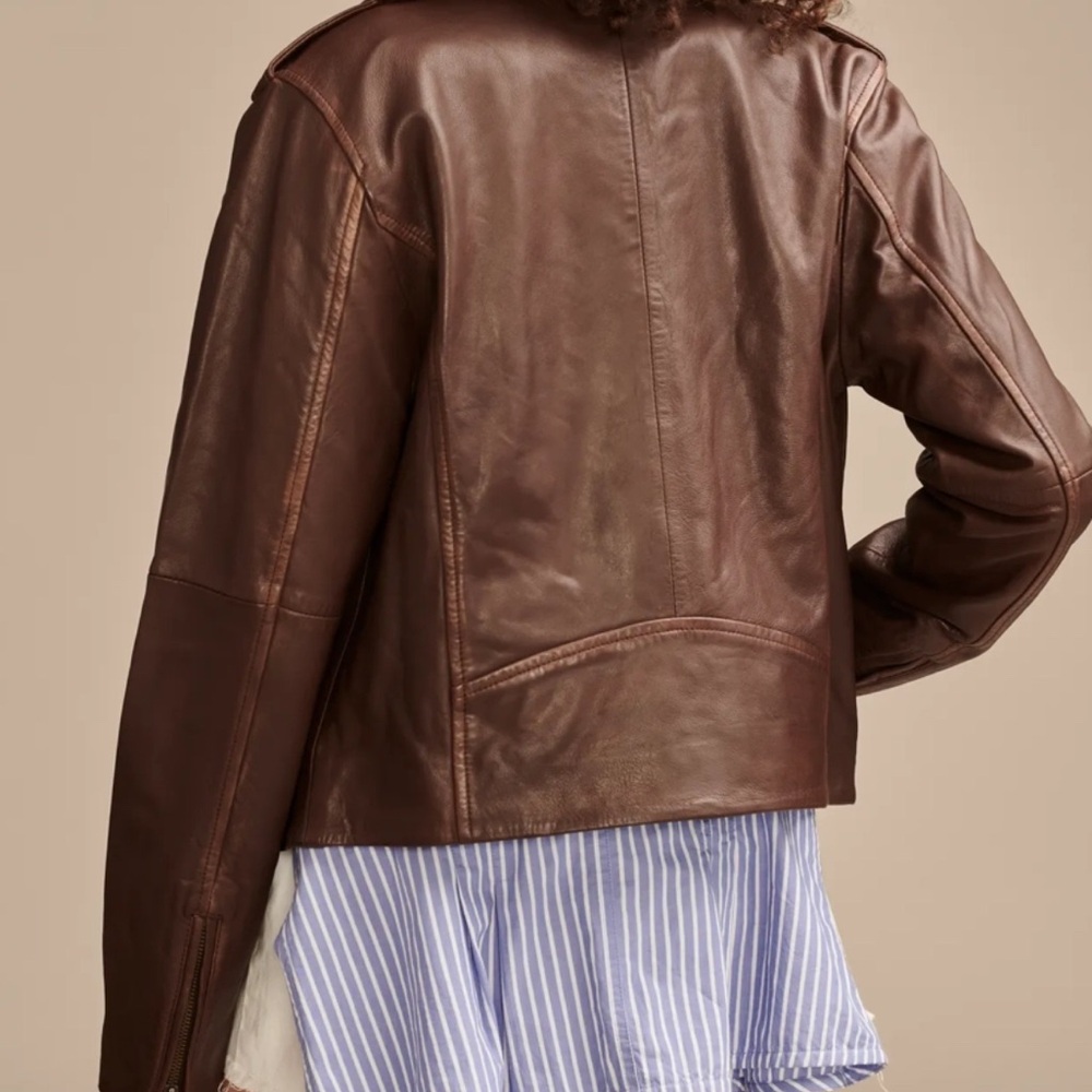 Chestnut Leather Jacket for Women